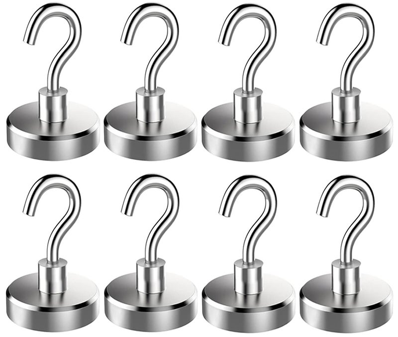 Elefama 100LB Magnetic Hooks Heavy Duty for Hanging BBQ Grill Utensils Tools Coat Wreaths Outdoor Strong Neodymium Rare Earth Magnets Hook Hangers for Refrigerator Locker Cruise Cabins - Image 1